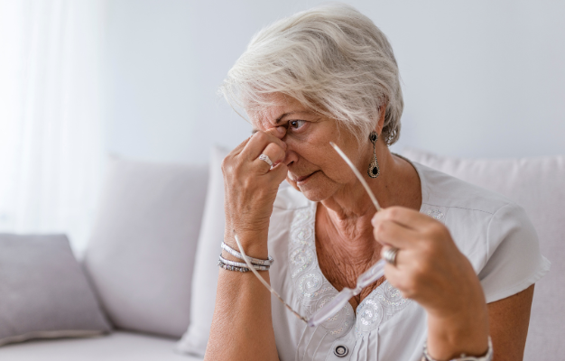 Senior woman in need of salt room therapy for sinusitis in Winter Haven FL