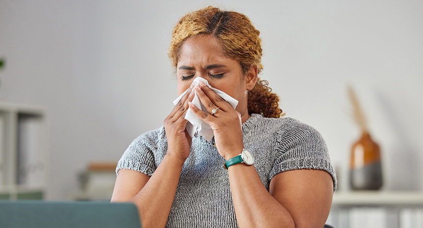 Woman suffering from sinus infection in Winter Haven FL